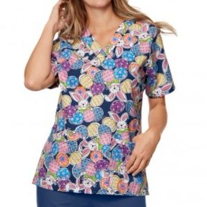 Two Easter Scrub Tops (S)